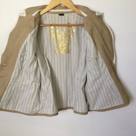 Guess Tan White 100% Cotton Blazer Jacket Size XL. - Picture 5 of 9